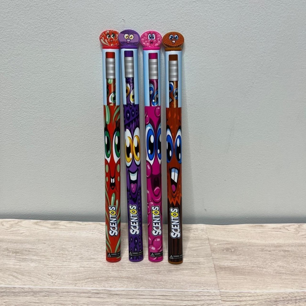 Scentos Scratch N Sniff Pencils Set Of 4 Fun Fragrances Kids School Supplies
